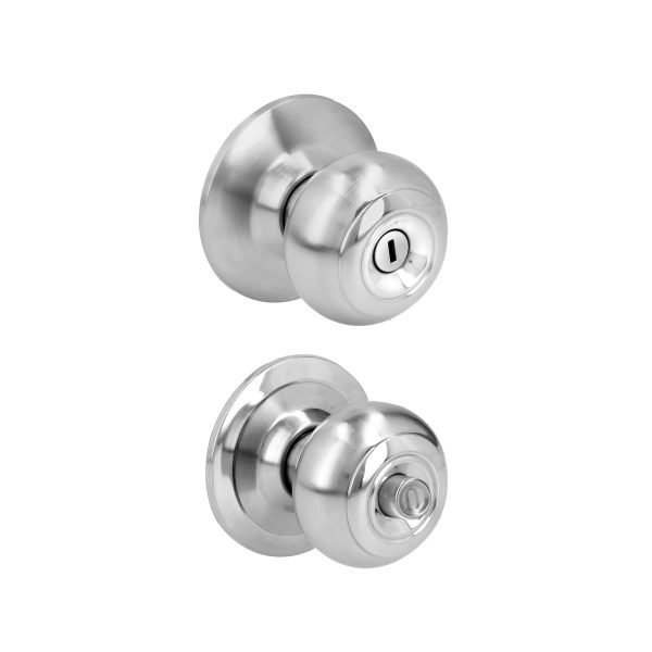 Pomo cilíndrico ovalado función baño, acero inoxidable, llave estándar, en caja Prolok 33POP