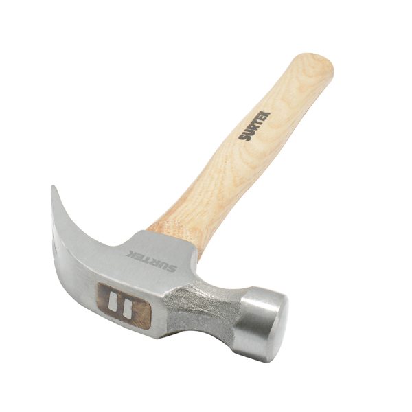 Martillo de uña curva con mango de madera de 11", 8 oz Surtek 407