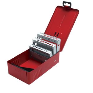 Caja metálica para 29 brocas roja 5" x 4" x 3" Urrea 4079