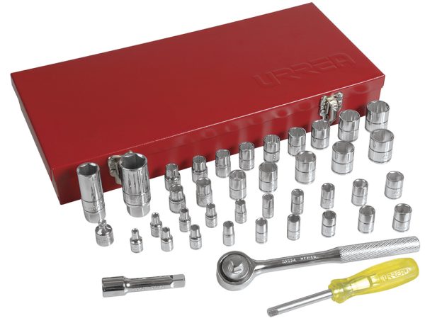 Juego de dados y accesorios cuadro de 1/4" y 3/8" combinado, 41 piezas Urrea 4700D