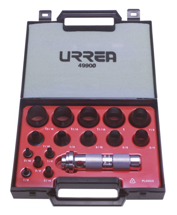 Juego de sacabocados de 1/8 a 1-3/16", 16 piezas Urrea 49900