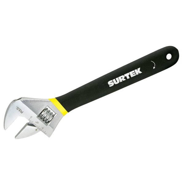 Llave ajustable cromada con mango grip de plastisol 8" Surtek 508P