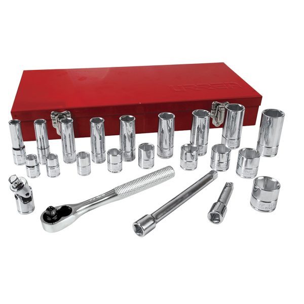 Juego de dados y accesorios cuadro de 3/8" en pulgadas, 23 piezas Urrea 52134