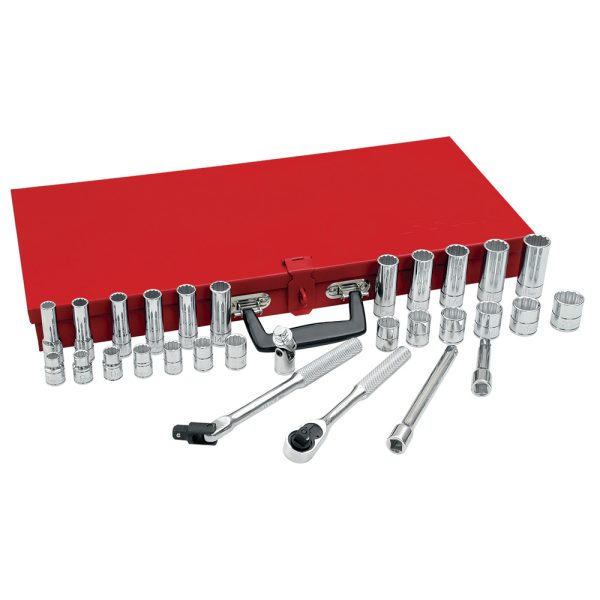 Juego de dados y accesorios cuadro de 3/8" métrico, 30 piezas Urrea 52222
