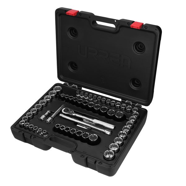 Juego de dados y accesorios cuadro de 1/2" combinado, 60 piezas Urrea 5400PD