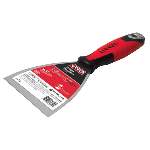 Espátula flexible de acero inoxidable con mango bimaterial 4" Urrea 654X