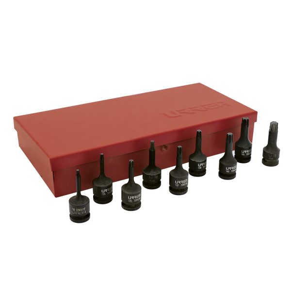 Juego de dados de impacto con punta Torx cuadro de 3/8", 9 piezas Urrea 72900W