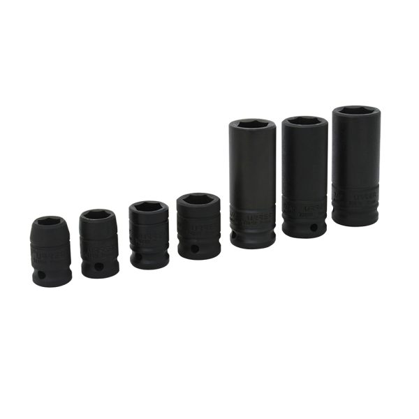 Juego de dados de impacto combinados cuadro de 1/2", 6 puntas, en pulgadas, 7 piezas Urrea 7400CA