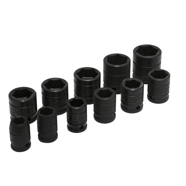Juego de dados de impacto cuadro de 1/2", 6 puntas, en pulgadas, 11 piezas Urrea 74102