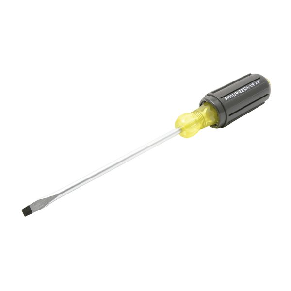 Destornillador con mango cushion grip, punta plana barra redonda 1/4" x 6" Urrea 9416