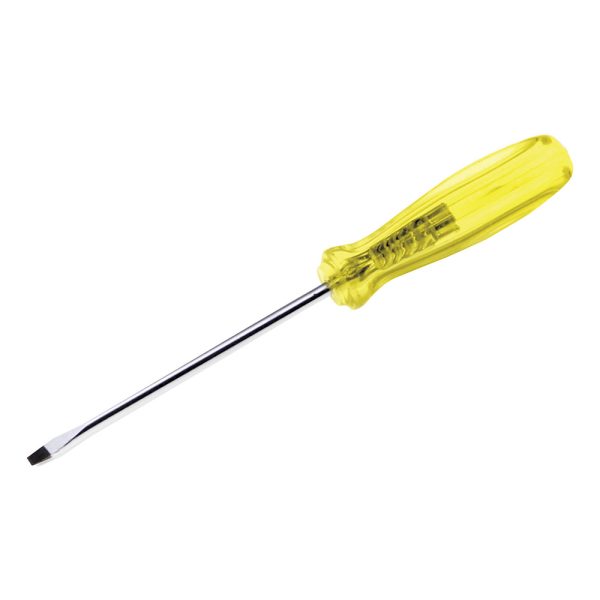 Destornillador con mango ámbar, punta plana barra redonda 3/16" x 4" Urrea 9602