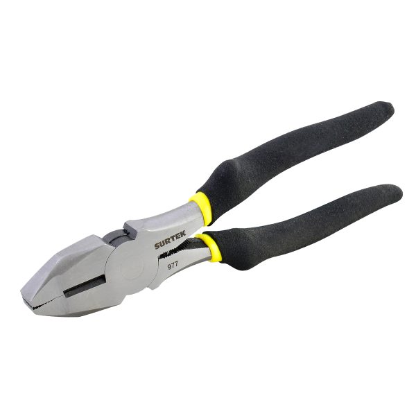 Pinza para electricista con mango rubber grip de 7", corte lateral nariz cuadrada Surtek 977