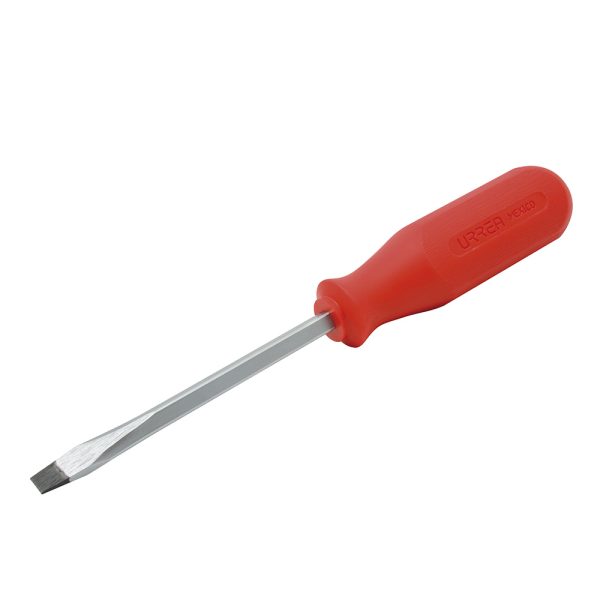 Destornillador con mango rojo, punta plana barra cuadrada 3/8" x 12" Urrea 9812R