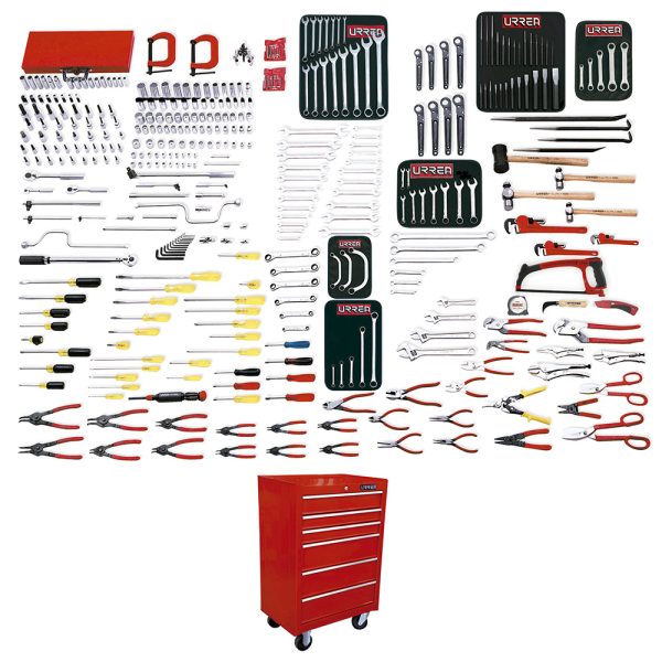 Juego maestro industrial combinado 397 piezas, con gabinete EX27M6 Urrea 99521
