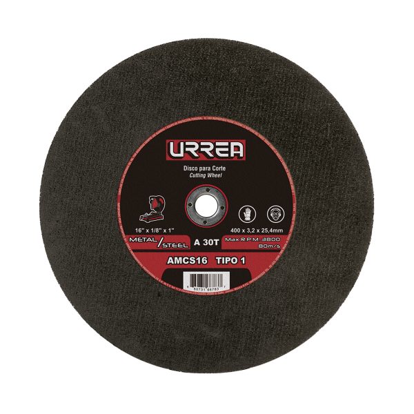 Disco abrasivo tipo 1 para metal 16" x 1/8" Urrea AMCS16