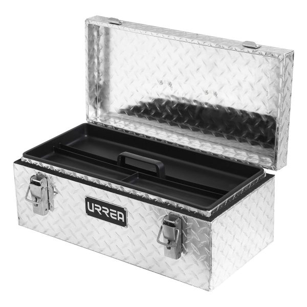 Caja portaherramientas de aluminio 24" x 9" x 9" con charola plástica Urrea ATB24