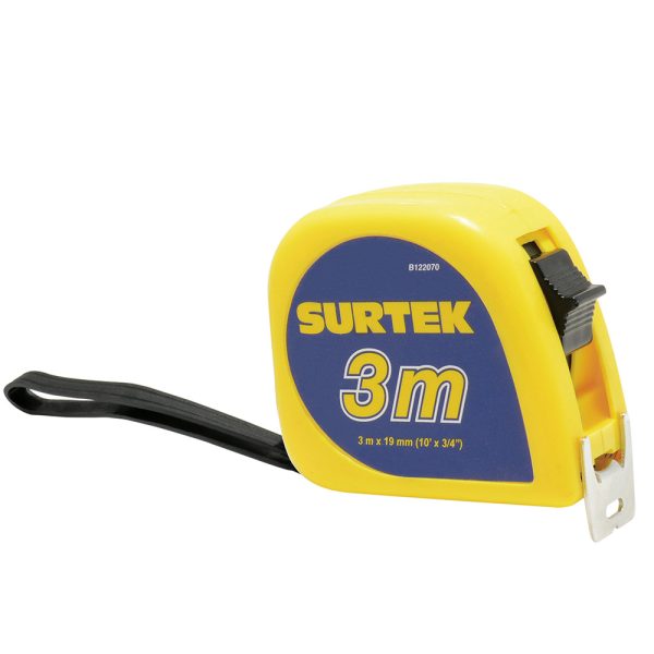 Flexómetro con carcasa de plástico invencible 3 m x 3/4" Surtek B122070