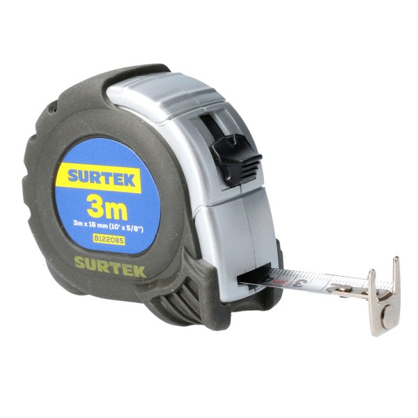 Flexómetro con carcasa anti-impacto silver 3 m x 5/8" Surtek B122085