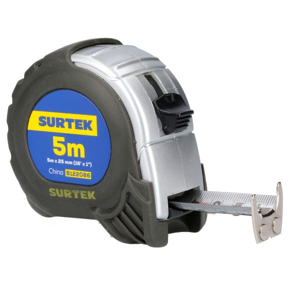 Flexómetro con carcasa anti-impacto silver 5 m x 1" Surtek B122086