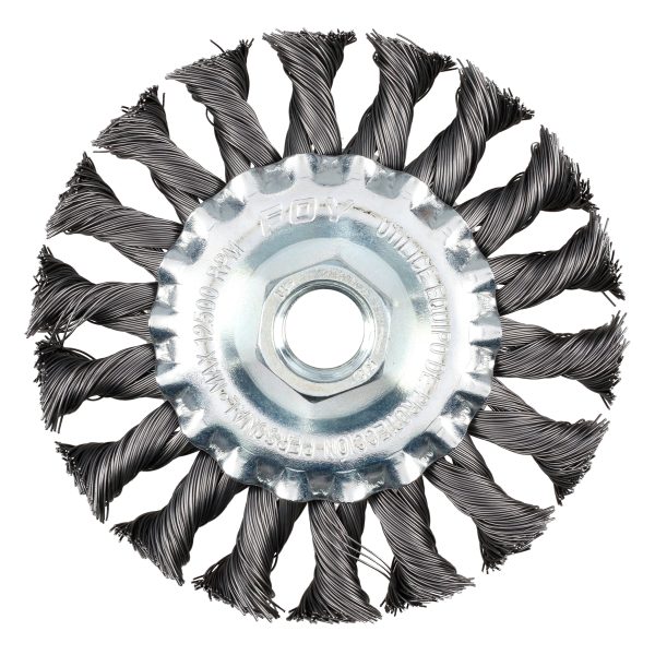 Carda circular trenzada alambre delgado 4" x 0.35 con rosca M14 Foy C320