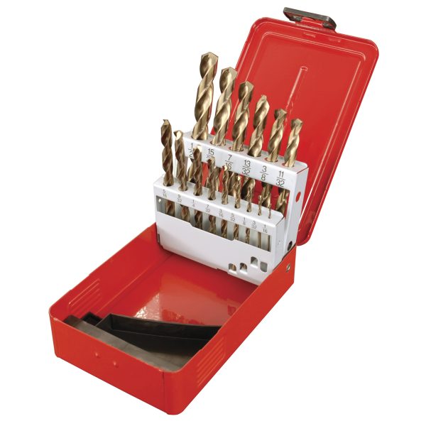 Juego de brocas con cobalto de acero de alta velocidad zanco recto, 15 piezas Urrea C5115