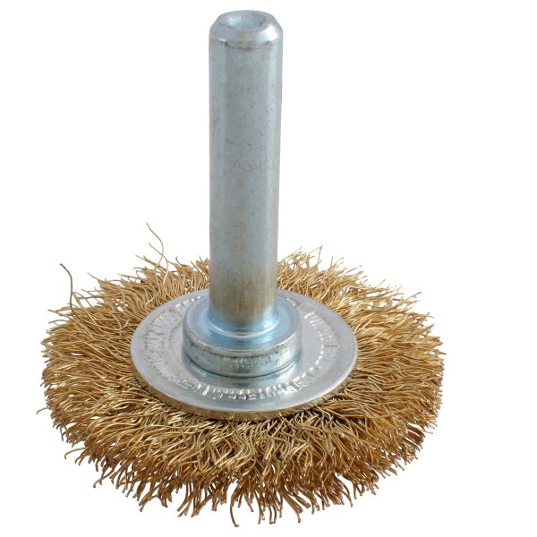Carda circular ondulada alambre fino 3" x 0.30 mm con zanco 1/4" Urrea C860
