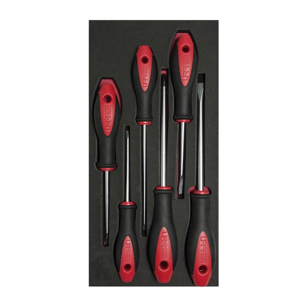 Juego de destornilladores mango bimaterial varias puntas bandeja EVA, 6 piezas Urrea CH115