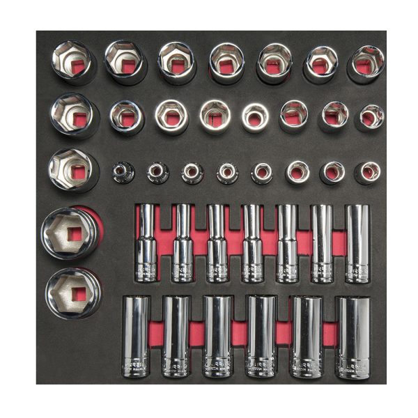 Juego de dados cortos y largos cuadro de 1/2" métricos, 39 piezas Urrea CH207
