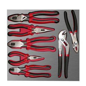 Juego de pinzas bimaterial con bandeja laminada, 7 piezas Urrea CH212L