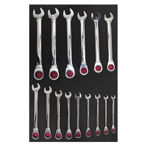 Juego de llaves combinadas de matraca métricas, 15 piezas Urrea CH313