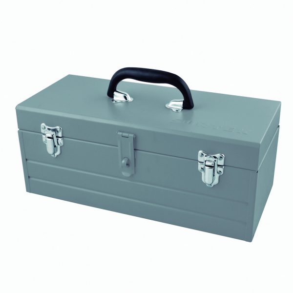 Caja portaherramientas metálica color gris con charola 16" x 7" x 6" Surtek CM16G