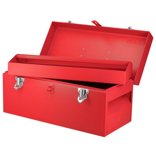 Caja portaherramientas metálica color rojo 16" x 7" x 7" Urrea D3