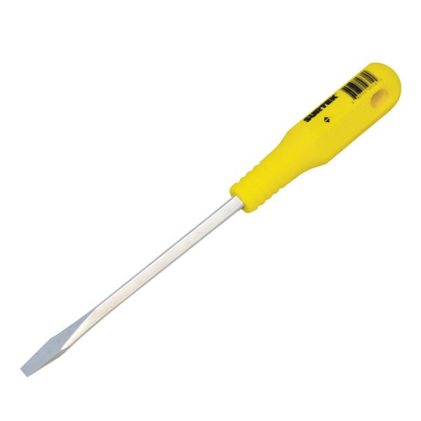Destornillador con mango amarillo, punta plana barra cuadrada 3/8" x 8" Surtek D468