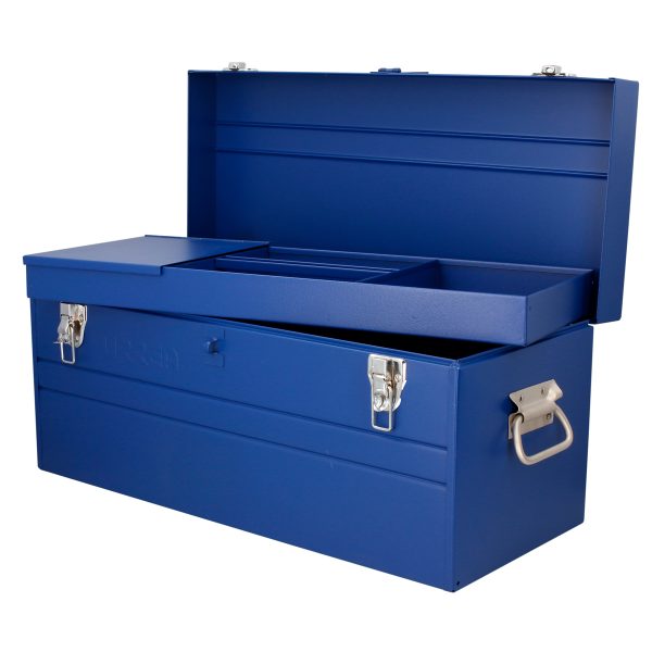Caja portaherramientas metálica color azul 23" x 10" x 11" Urrea D8A