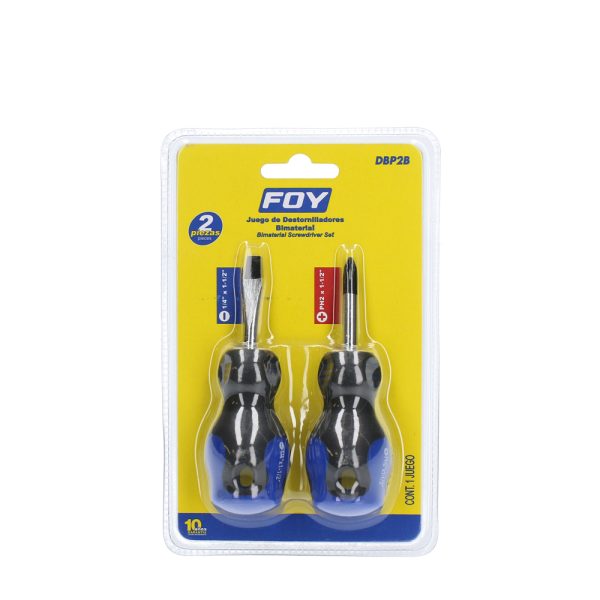 Juego de destornilladores con mango bimaterial combinados, 2 piezas Foy DBP2