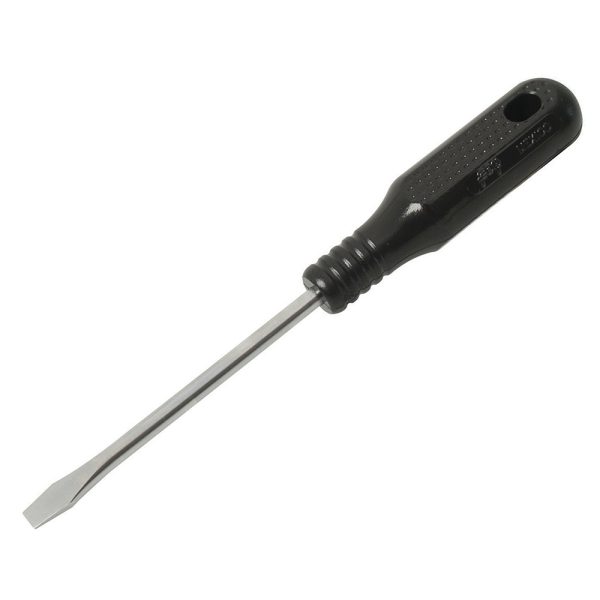 Destornillador con mango negro, punta plana barra redonda 1/4" x 6" Foy DER16