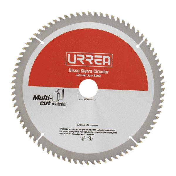 Disco para sierra circular para corte multi-material 100 dientes, 10" Urrea DSA10100