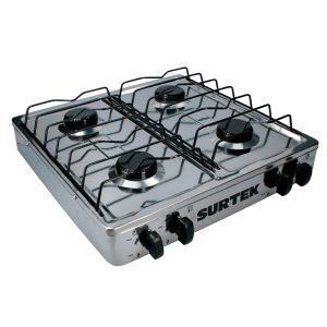 Estufa de gas 4 quemadores de acero inoxidable Surtek EGAF4