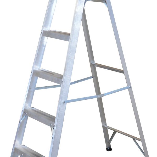 Escalera de tijera tipo III de aluminio y tapa plástica con 5 peldaños Surtek ET5