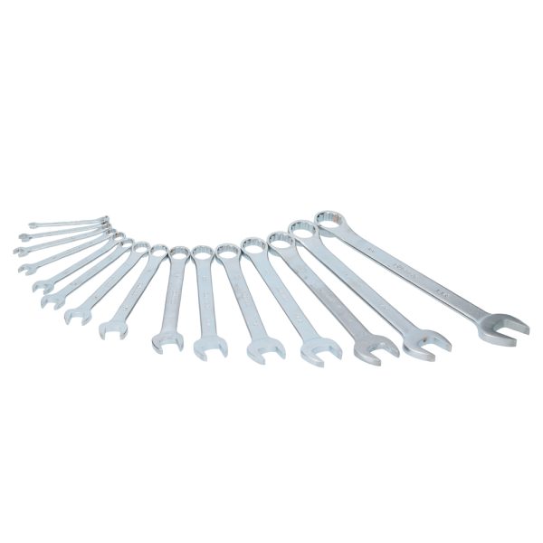 Juego de llaves combinadas satinadas en pulgadas, 12 puntas, 15 piezas Surtek F10S