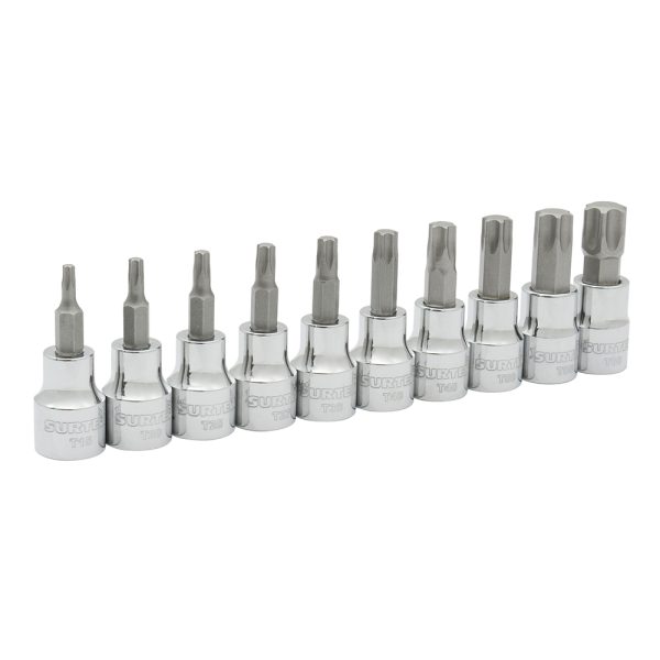 Juego de dados punta torx cuadro de 3/8", 10 piezas Surtek F5100T