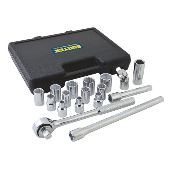 Juego de dados y accesorios cuadro de 1/2" en pulgadas, 17 piezas Surtek F5800