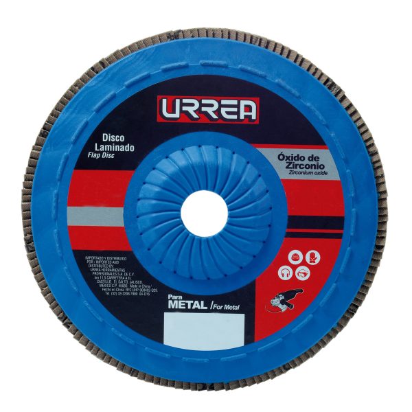 Disco laminado tipo 27 grano 40 con respaldo plástico, 4-1/2" Urrea FD454P