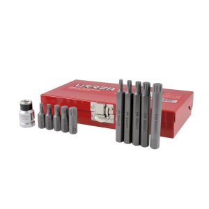 Juego de puntas bristol hexágono de 3/8" con adaptador y caja metálica, 11 piezas Urrea J6011