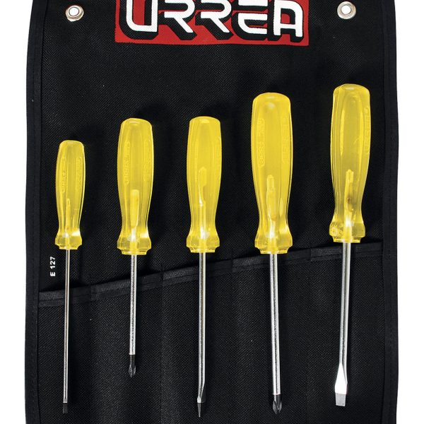 Juego de destornilladores con mango ámbar combinados, 5 piezas Urrea JBUD01