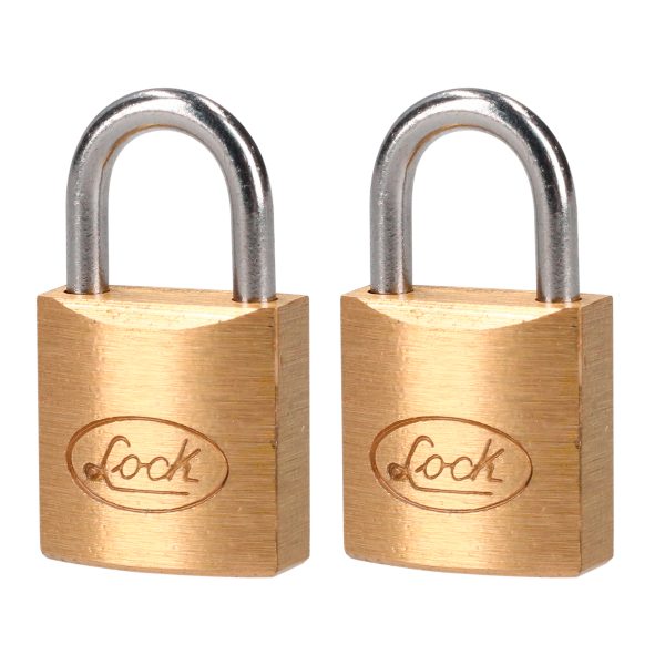 Juego de candados de latón cortos 20 mm, llave estándar, 2 piezas Lock L20S20EB