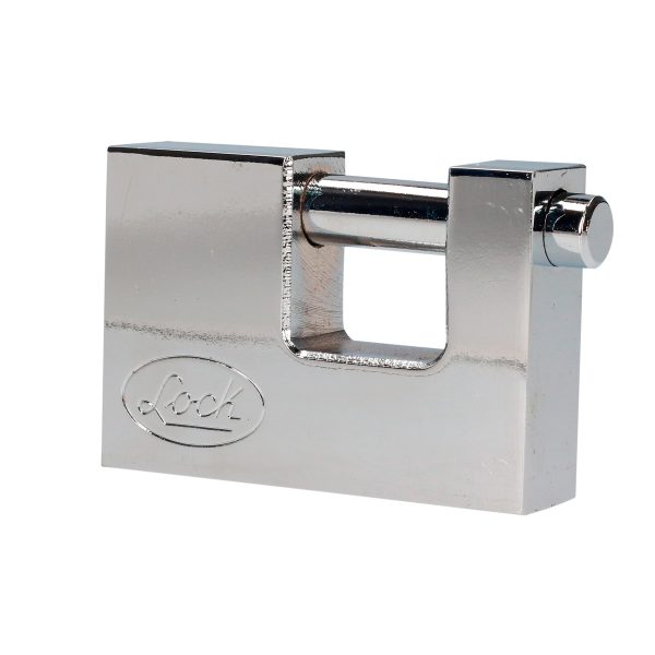 Candado de acero para cortina metálica 80 mm, cromo satinado, llave tetra Lock L22C80TCSB