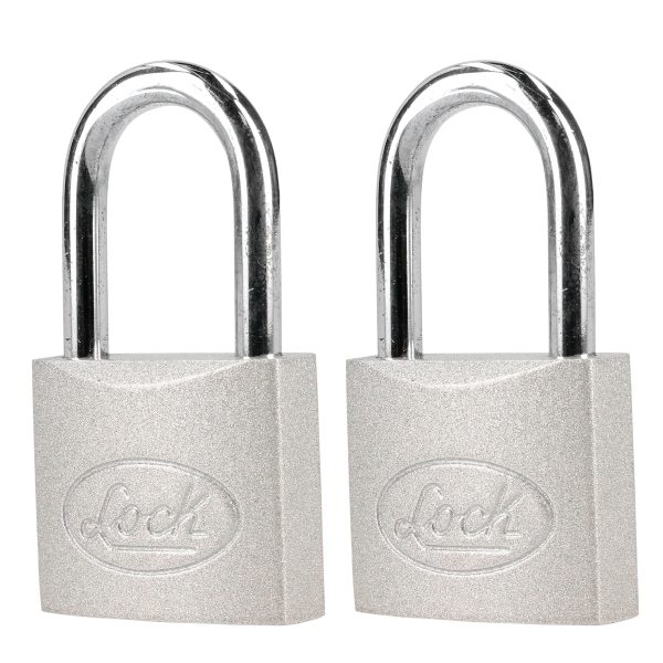 Juego de candados de acero largos 45 mm, llave estándar, 2 piezas Lock L22L452