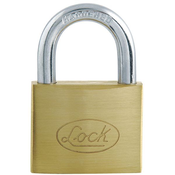 Candado de acero corto 38 mm, acabado latonado, llave estándar Lock L22S38ELBB
