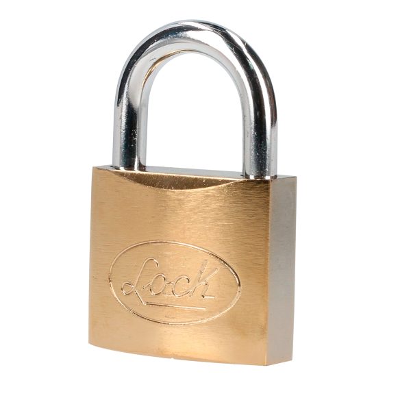 Candado de acero corto 50 mm, acabado latonado, llave estándar Lock L22S50ELBB